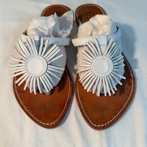 Yellow Box White Leather Thong Sandals – Size 6.5